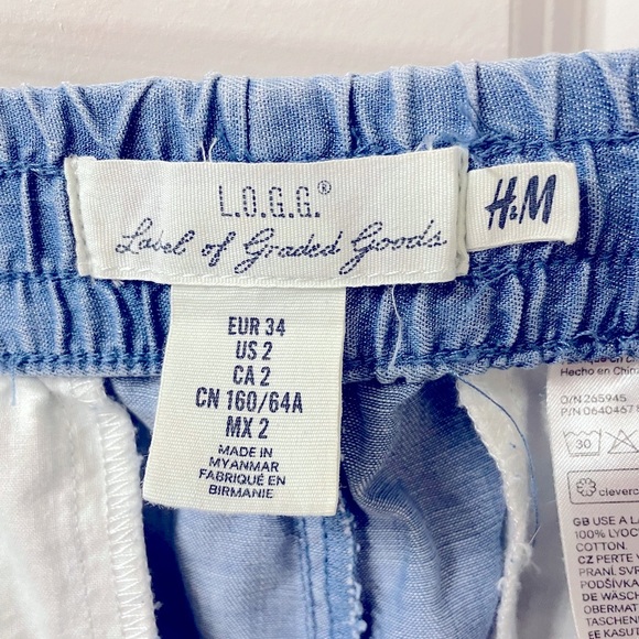 H&M | Chambray Drawstring Shorts | Size 2 - Picture 7 of 8